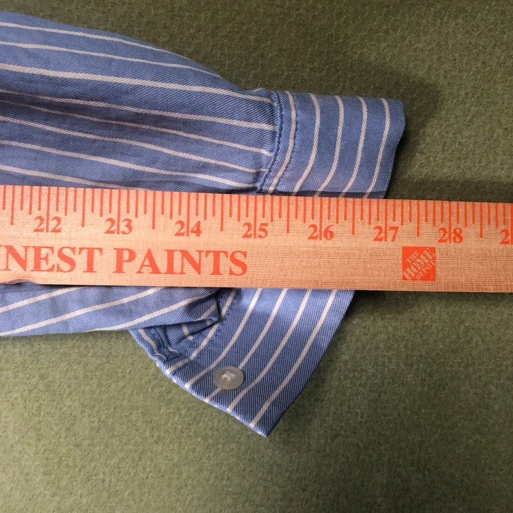 LOFT Striped Button Down Shirt Womens Small Blue White Long Sleeve 600727 - Picture 15 of 16